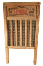Antique National Washboard Co. No 801 Brass King Wash Board Americana Primitive