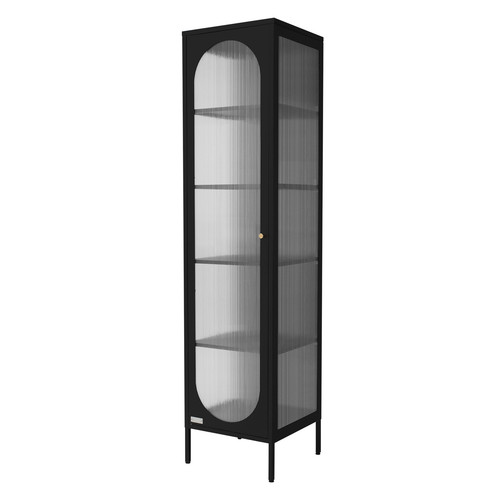 Vitrina negra 42x175x40 cm con 5 estantes y 1 puerta, mueble metálico archivador - Imagen 1 de 9