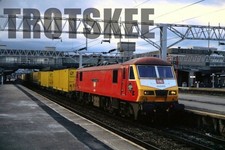 35mm Slide BR British Railways Electric Loco Class 90 90129 Stafford 1996 Orig