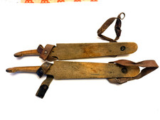 Dutch Netherlands antique speed ice skates wood brass G.S. Ruiter 1900's