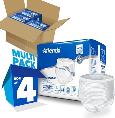 Attends Adult Unisex Disposable Pull-Up Underwear - Large - (1 Case) (72 count)