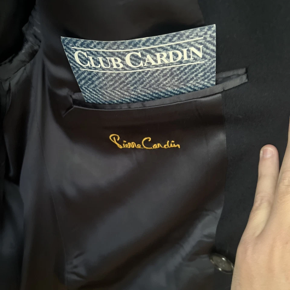 100% Wool Pierre Cardin Vintage Mens Coat Double Breasted Overcoat Belted NEW - Image 4 of 4