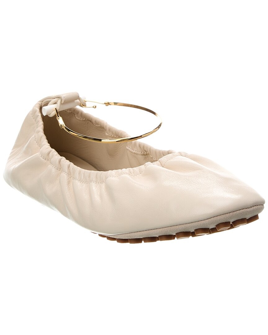 Fendi Filo Leather Ballerina Flat Women's White 39