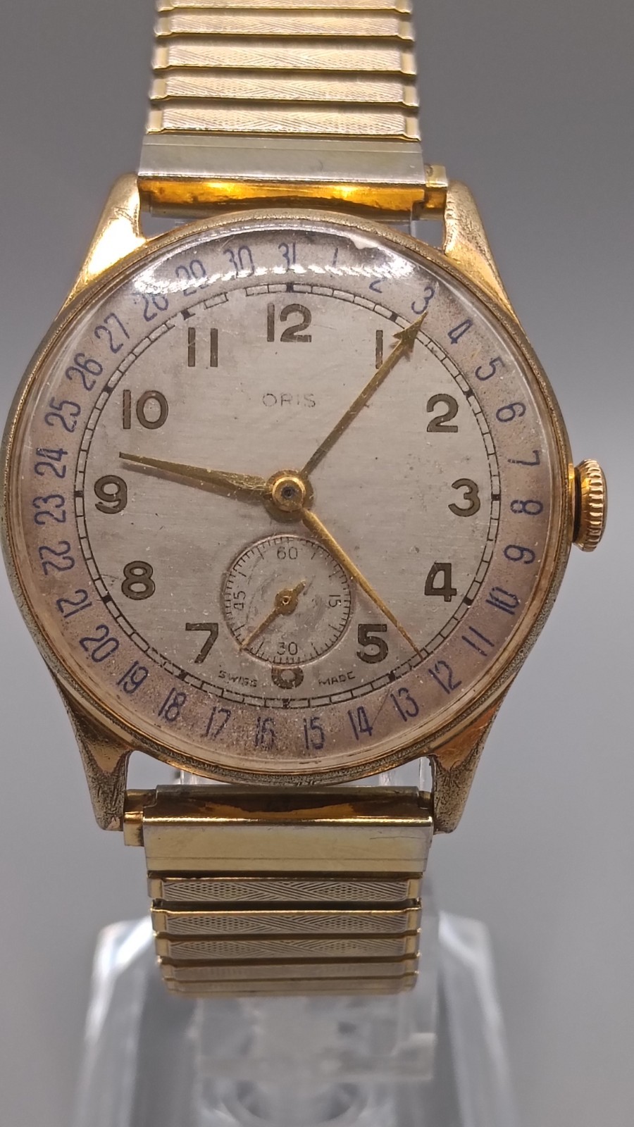 Vintage 1940s Oris Pointer Date Small Seconds Gol… - image 1