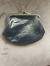 Vintage Leather Coin Purse With Kiss Lock