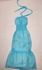 Vintage 1981 My First Barbie Fashions No. 3672, Sheer Teal Halter Dress, used