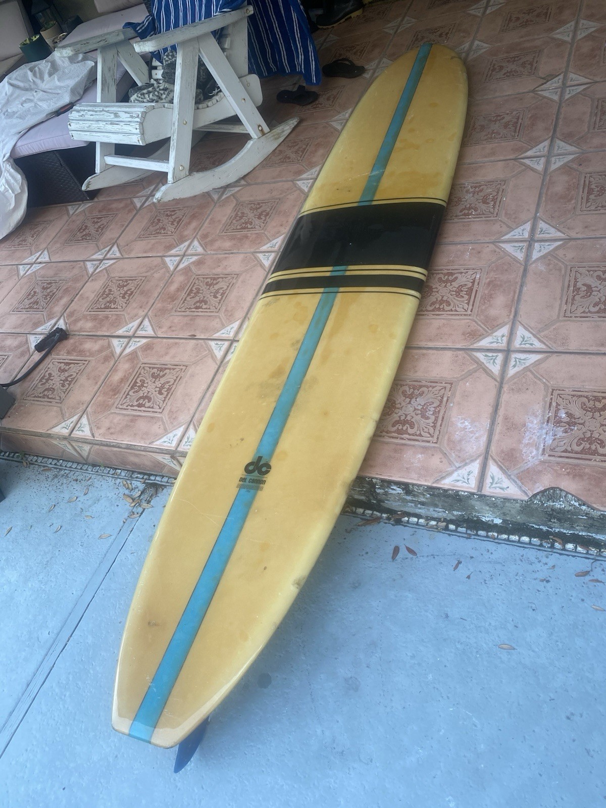 Vintage Single Fin 1960's DEL CANNON 9' 8" LONGBOARD SURFBOARD Rare! Used