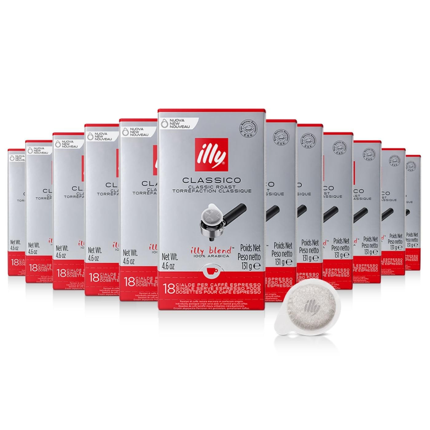 illy E.S.E. Single-Serve Coffee Capsules & Pods - Classico Medium Roast 12 Pack