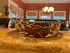 Graniteware Brown & White Swirl jelly or milk...