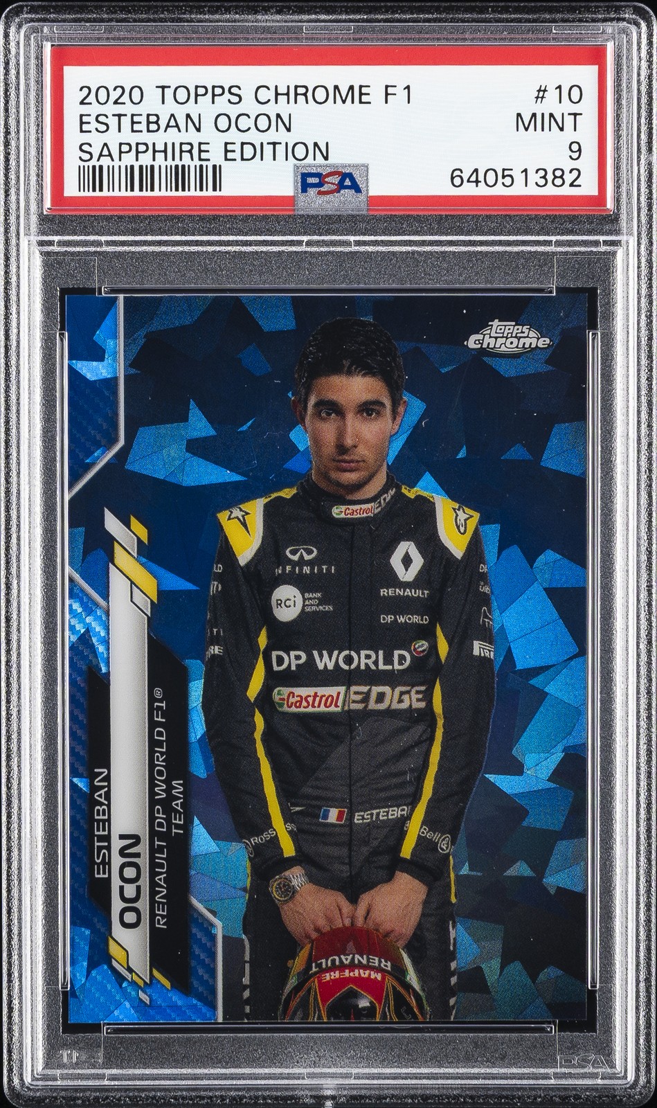 2020 TOPPS CHROME FORMULA 1 SAPPHIRE EDITION #10 ESTEBAN OCON PSA 9