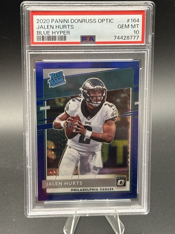 2020 Donruss Optic Jalen Hurts Rated Rookie Blue Hyper--PSA 10