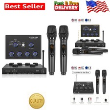Professional Karaoke Mixer System with 2 Wireless Mics and AUX/Bluetooth Support
