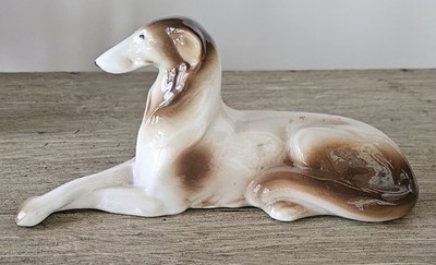 Antique German Porcelain Borzoi Dog Sculpture