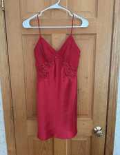 Victoria's Secret Red Embroidered Full Slip, Adjustable Straps, Size S