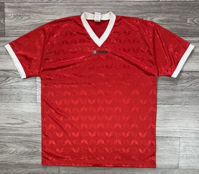 ERIMA 1990 s Template Football Jersey Soccer Shirt V-NECK Made In Hungary L/XL