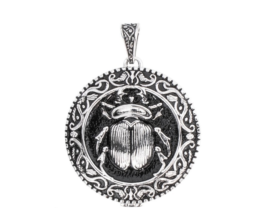 Collier pendentif scarabée Ankh Egypte bijou en acier inoxydable anti-allergique