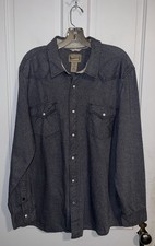 Genuine ROEBUCKS CO SEARS Vintage Chambray Denim Western Shirt Long Sleeve XL