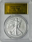 2023 American Silver Eagle - PCGS MS70 First Strike Gold Foil Label ✪COINGIANTS✪