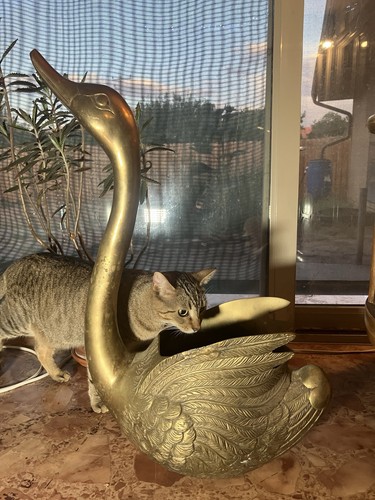 RARE Extra Large Brass Swan Planter Vintage 26” - Picture 9 of 15