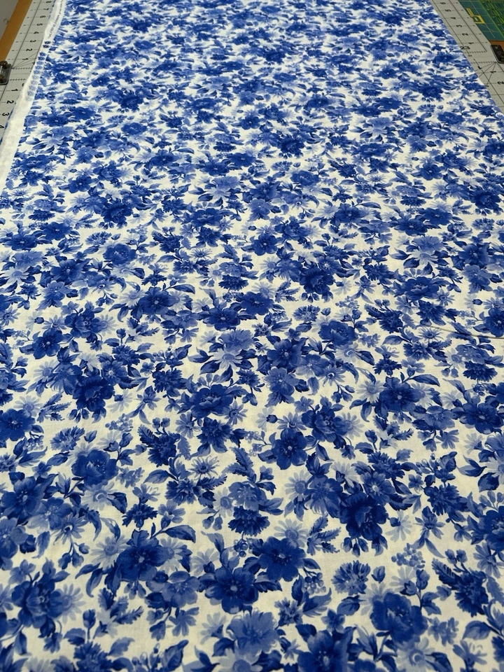 Blue Flowers and White "Summer Breeze" Moda Fabric #33611 BTY - Image 4 of 4