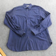Burberry London Dress Shirt Mens 16.5 42 Navy Blue Long Sleeve Tailored Cotton