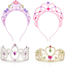 Dress-Up Tiaras Play Set for Kids 4-Piece Pretend Princess Crowns for Costum