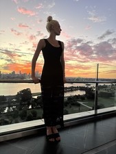 GUESS Black Crochet Maxi Dress US 6 – Sleeveless Zip Back Evening Dress