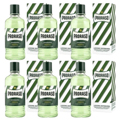 6 x Proraso Green Line Aftershave Lotion 400 ml