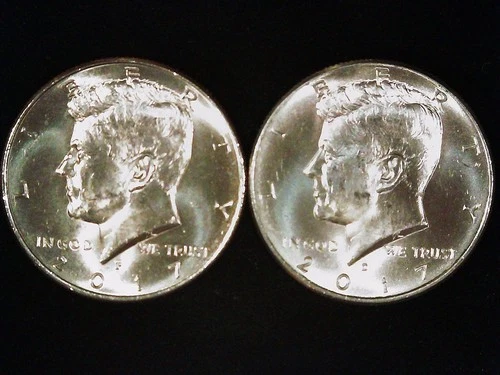 2017-P and D Kennedy Half Dollars (2 coins) AU++. Free Shipping!