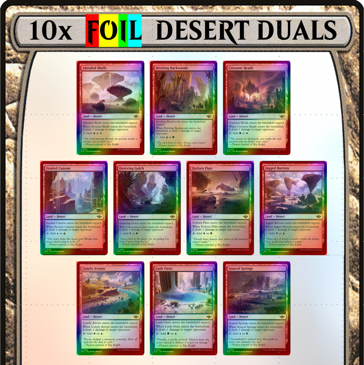 10x FOIL Deserts Ping Damage Dual Lands Land EDH Cube MTG Magic