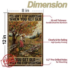 MOLESS Funny Garden Sign 12x8", You Don't Stop Gardening Metal Decor