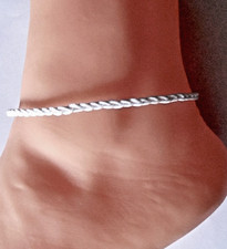 SURFER ANKLET WHITE COTTON CORD BAND ROPE STRING ANKLE BRACELET BOHO Mens Womens