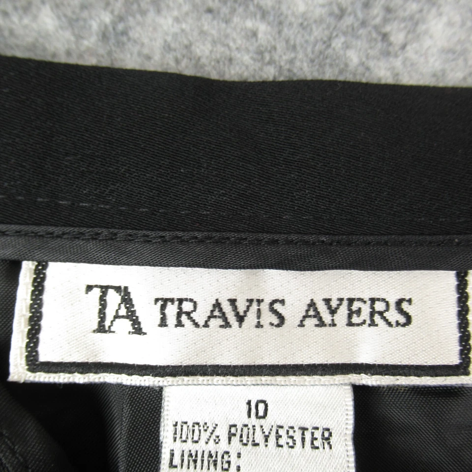 Travis Ayers Skirt Womens 10 Black Solid Maxi Rear Zip Kick Pleat Career Formal - Image 4 of 4