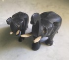 Pair of Vintage of Small Carved Elephants Black W/tusks — photo 6