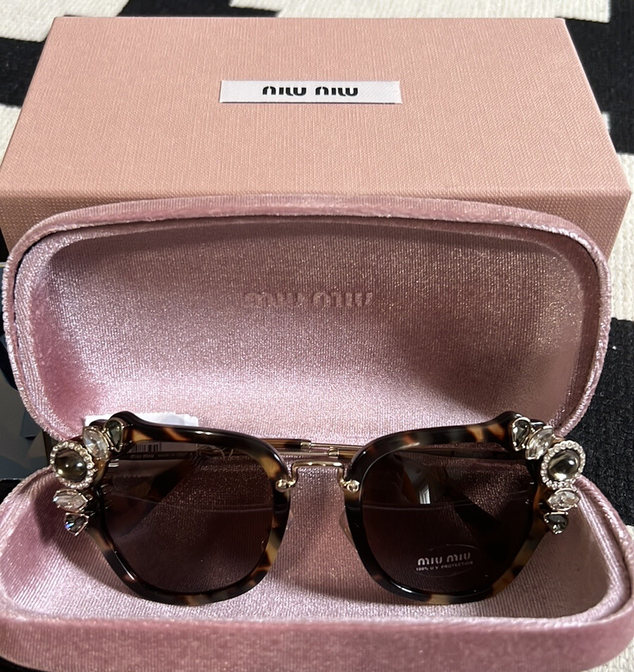 Miu Miu SMU03S Light Havana/Brown (7S0-8C1) Sunglasses | eBay display picture 2