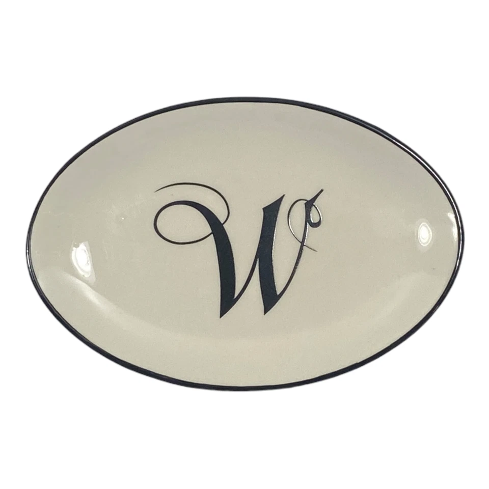 Mud Pie Soap Dish Letter W Initial Monogram Coin Trinket Holder 5.5x3.75x.75" - Image 4 of 4