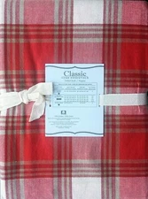 Classic Home Essentials Tablecloth Plaid Cotton Red Tan Ivory Holiday  60 x 102"