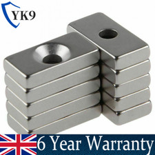 10Pcs DIY Block Neodymium Magnets 20mm x 10mm x 3mm Hole 4mm Rare Earth N50 UK