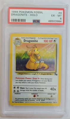 Pokemon Dragonite 4 62 Holo Rare Fossil Psa 6 Graded Ex Mt Ebay
