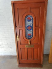 External Hardwood Glazed Door With Stained Glass & Lead with Frame