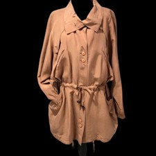 Vintage Silk Oversized Jacket Trench With Embroidered Crest Sz Small/fits Large