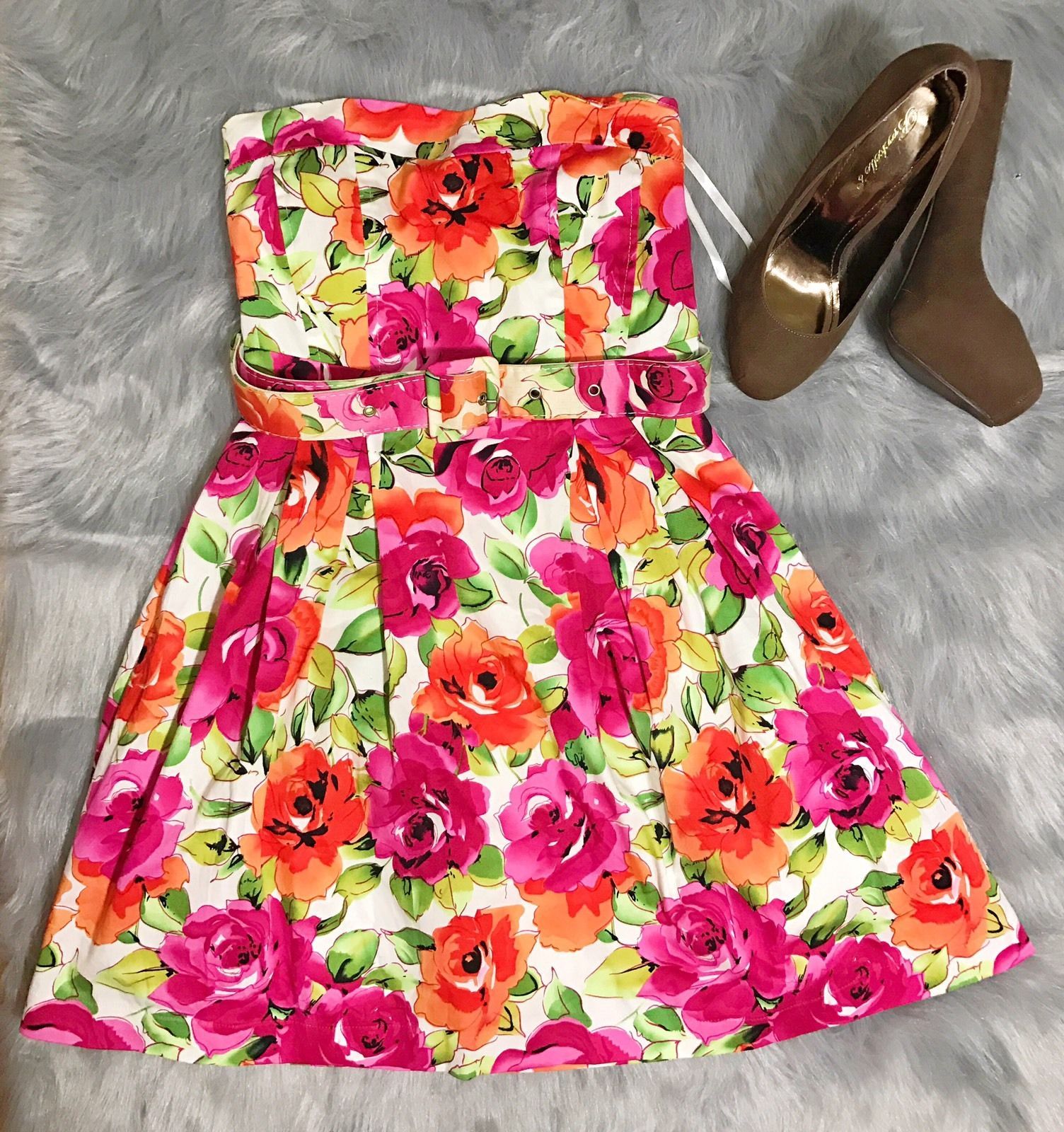 Annabelle Women’s Summer Beach Sundress with Flower Print Size Small-image