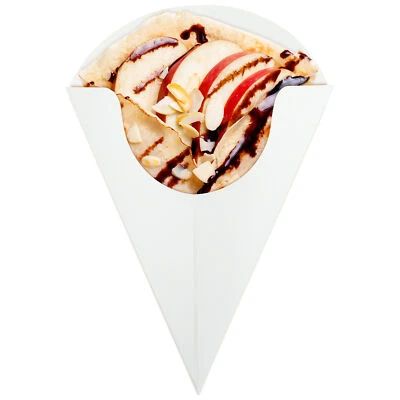 Dexlo Crepe Cone Plain White Holders Cardboard Foldable Container 500 Pack