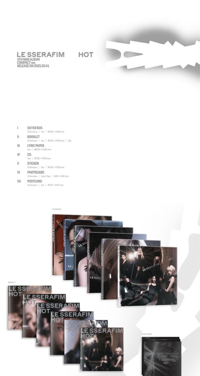 CD) LE SSERAFIM - HOT (Compact Ver.) Random 1 Cover + Store