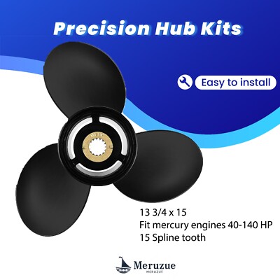 13 3/4x 15 Boat Propeller fit mercury engine 40-140HP 15Spline tooth RH 13.75x15