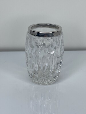 Vintage Emil Hermann German 800 Silberrandschliff Bleikristall Topf, 6cm (b5)