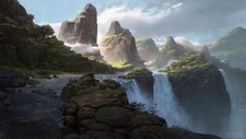 Landscape moritz lacusteanu waterfall mountains jungle Custom Gaming Mat Desk