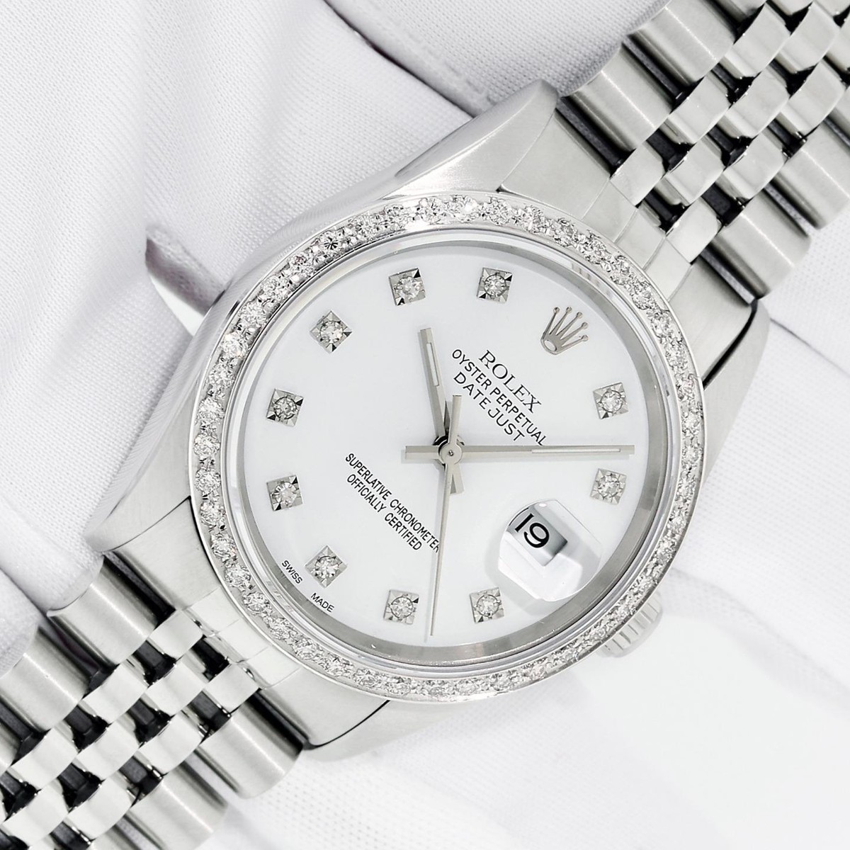 Rolex Datejust 36 Steel and 18 karat Gold White Diamond Bezel Mens