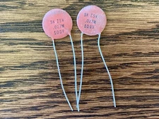 2 NOS Vintage '60s SK Ceramic Disc .027 uf 500v Guitar Tone Capacitors TEST .02