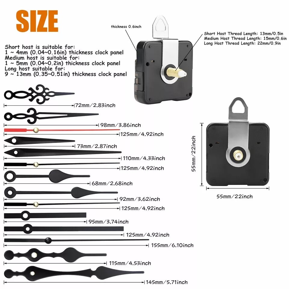 Non-Ticking Hands Quartz DIY Wall Clock Movement Mechanism, DISEN DIY Repair Parts Replacement With 3 Different Clock Hands, Battery Operated Clock Motor Kit, For Clock Repair DIY Replacement - Foto 9